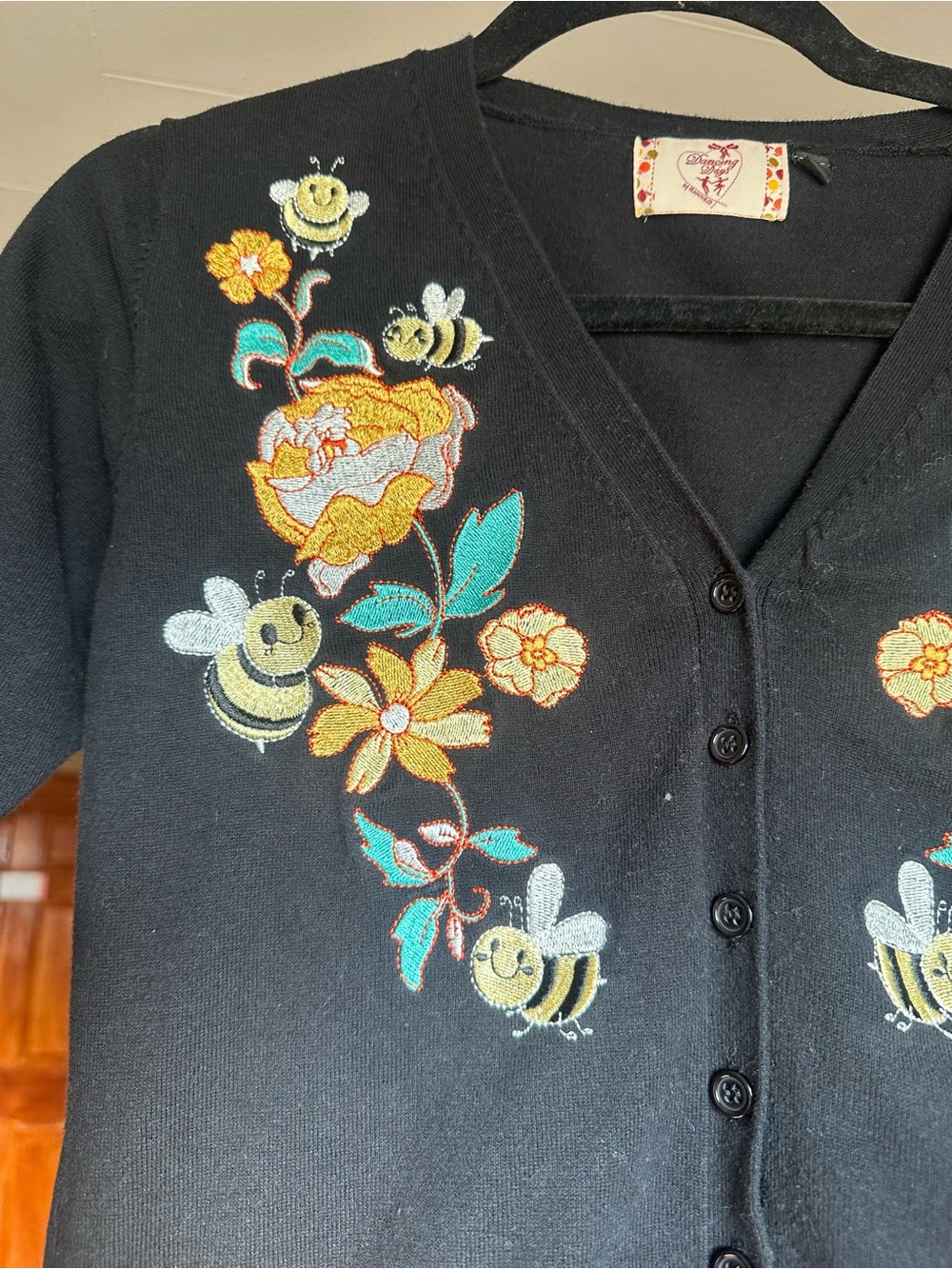 Dancing Days by Banned Embroidered Bee Floral Cardigan Sweater